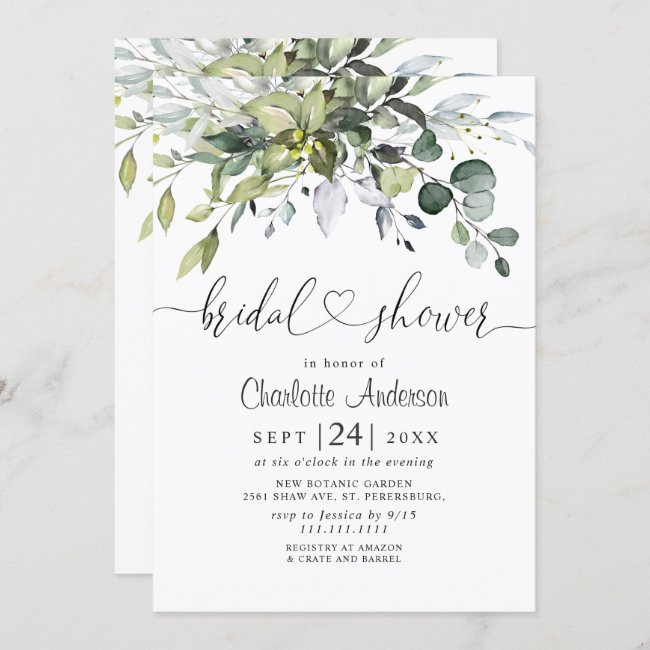 Simply Elegant Eucalyptus Bridal Shower Invitation