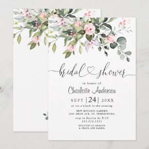 Simply Elegant Eucalyptus Bridal  Shower Invitation