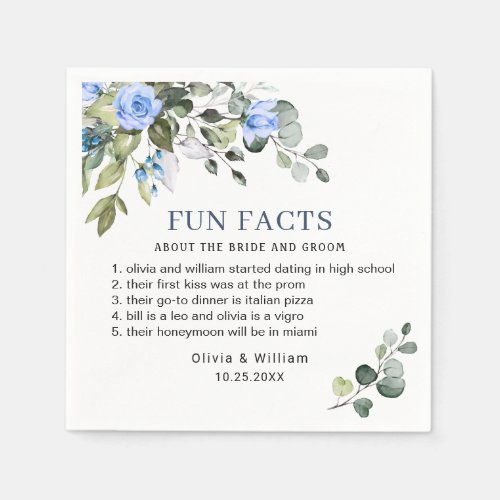 Simply Elegant Eucalyptus Fun Facts Wedding Napkins