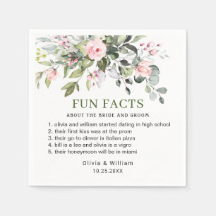 Simply Elegant Eucalyptus Fun Facts Wedding Napkins