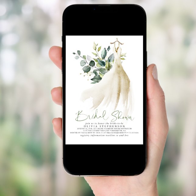 Simply Elegant Eucalyptus Greenery Bridal Shower Invitation (Front Digital)
