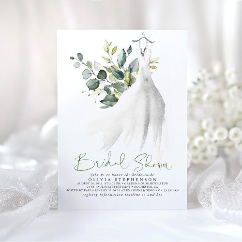 Simply Elegant Eucalyptus Greenery Bridal Shower Invitation