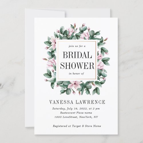 Simply Elegant Eucalyptus Magnolia Bridal Shower   Invitation