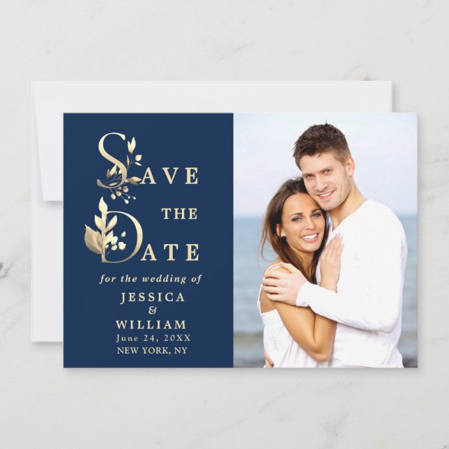 Simply Elegant Eucalyptus PHOTO Wedding Save The Date (Front)