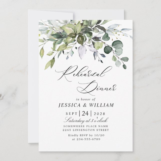 Simply Elegant Eucalyptus REHEARSAL DINNER Invitation (Front)