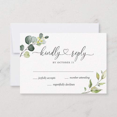 Simply Elegant Eucalyptus Wedding RSVP Card
