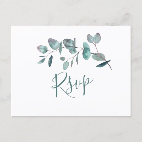 Simply Elegant Eucalyptus Wedding RSVP Postcard