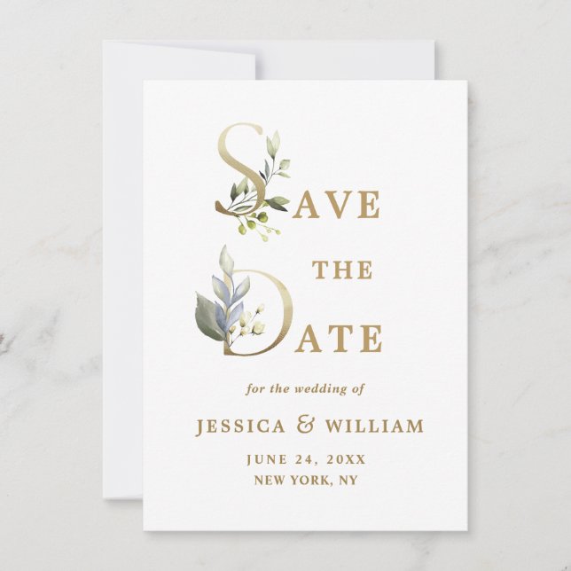 Simply Elegant Eucalyptus Wedding Save the Date (Front)