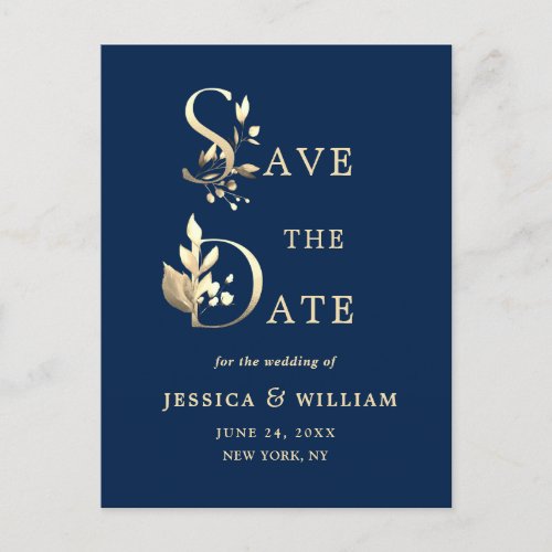 Simply Elegant Eucalyptus Wedding Save the Date Announcement Postcard