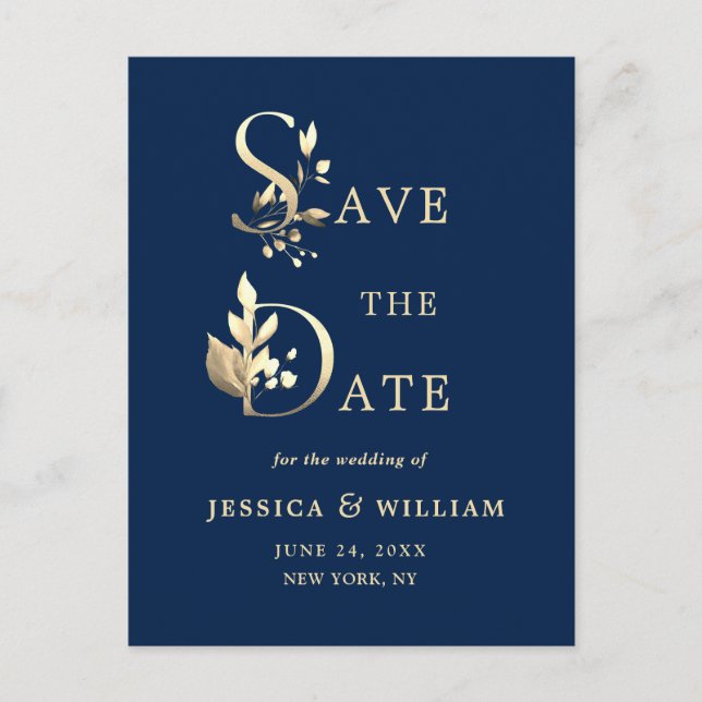 Simply Elegant Eucalyptus Wedding Save the Date Postcard (Front)