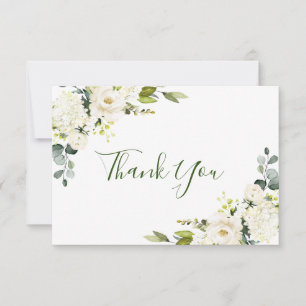 Simply Elegant Eucalyptus White Roses Floral Thank You Card