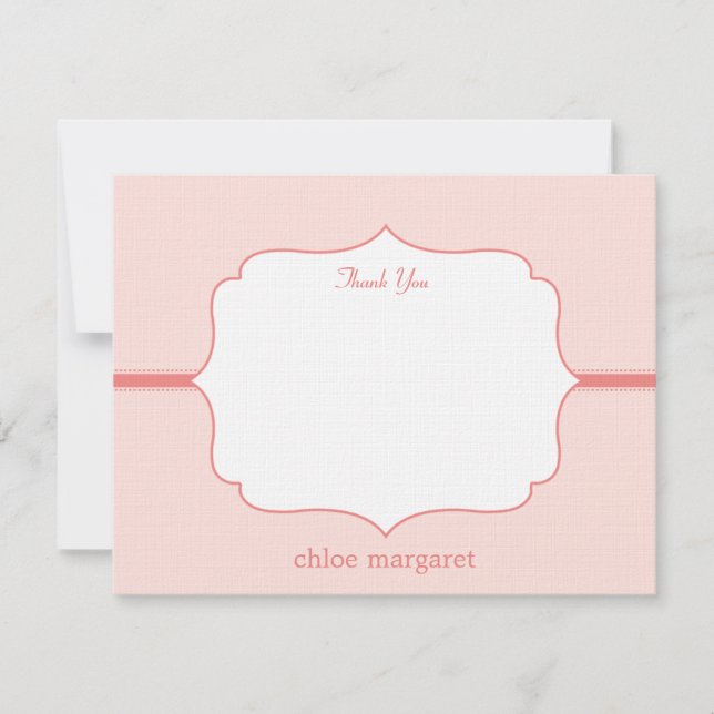 Simply Elegant Flat Thank You Card  - Pink (Front)