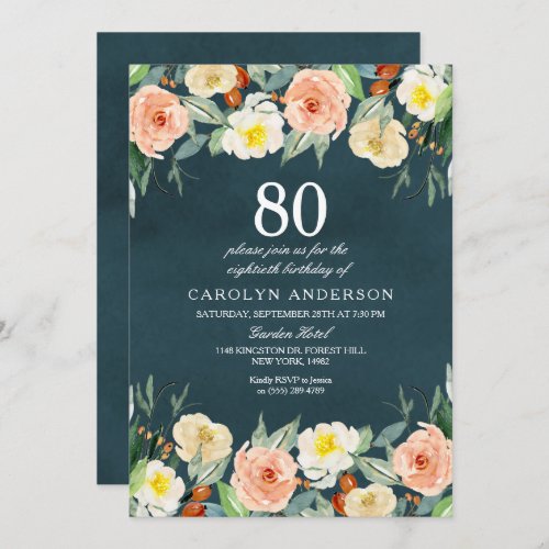 Simply Elegant Floral Any Age Birthday Party Invitation