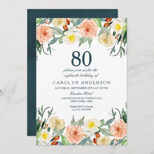 Simply Elegant Floral Any Age Birthday Party Invitation