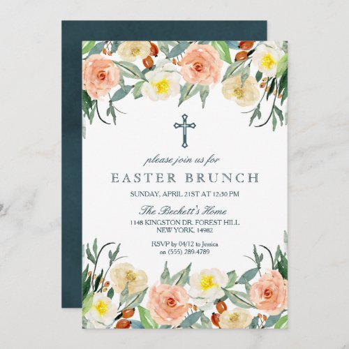 Simply Elegant Floral Easter Brunch Invitation