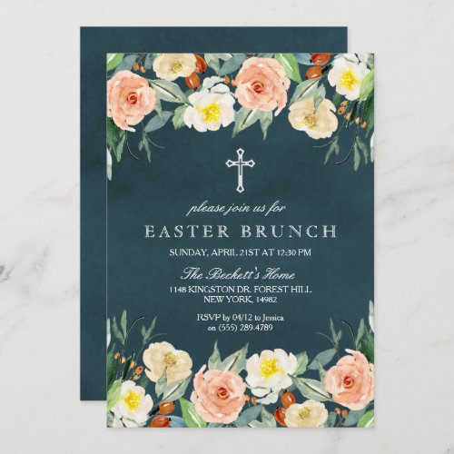 Simply Elegant Floral Easter Brunch Invitation