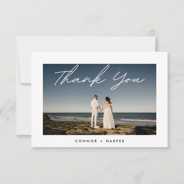 Simply Elegant Frame Text Photo Thank You Card (Front)