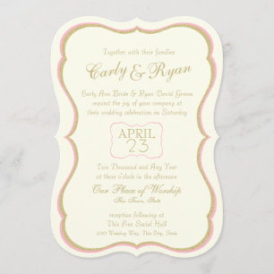 Simply Elegant Gold and Pink Stripes Invitation