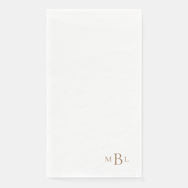 Simply Elegant Gold Monogram  Paper Guest Towels (Front)