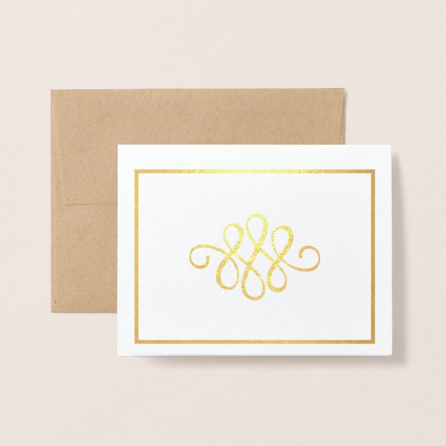 Simply Elegant Gold or Silver Ornament Foil Card (Front With Envelope)