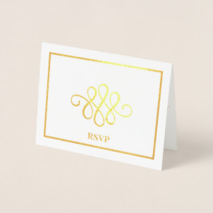 Simply Elegant Gold or Silver Ornament Foil RSVP Foil Card