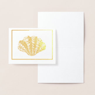 Simply Elegant Gold or Silver Seashell Ornament Foil Card