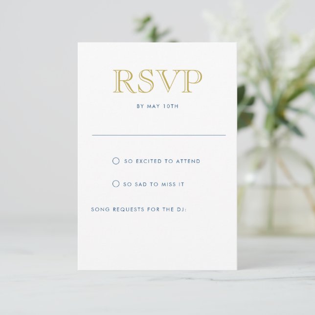 Simply Elegant Gold Vertical Postcard RSVP Card (Standing Front)