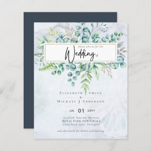 Simply Elegant Gray Blue Eucalyptus BUDGET Invite