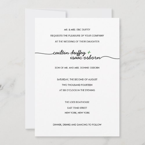 Simply Elegant Green Wedding Invitation