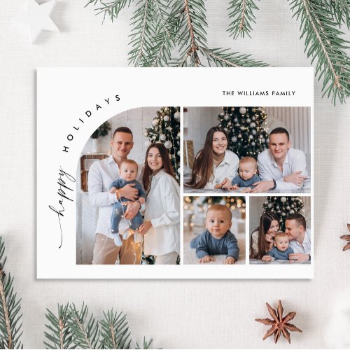 Simply Elegant Holiday 4 PHOTO Christmas Greeting Postcard