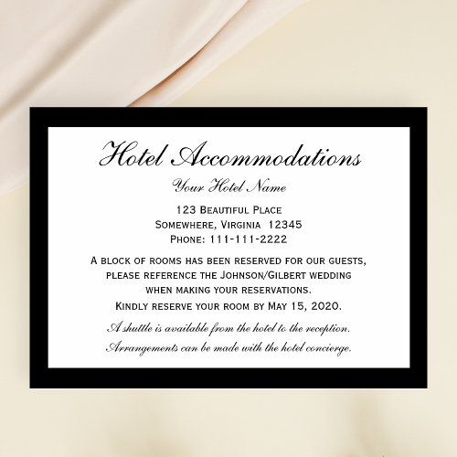 Simply Elegant Hotel Accommodation Card