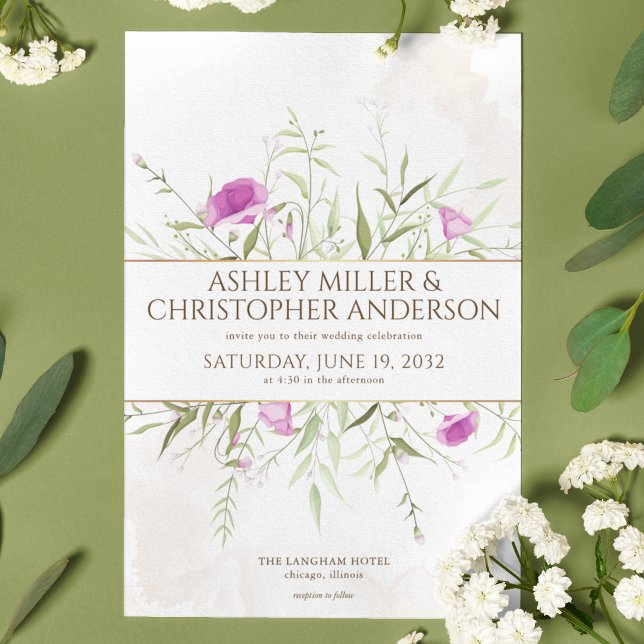 Simply Elegant Lavender Wildflower Frame Wedding Invitation (Creator Uploaded)