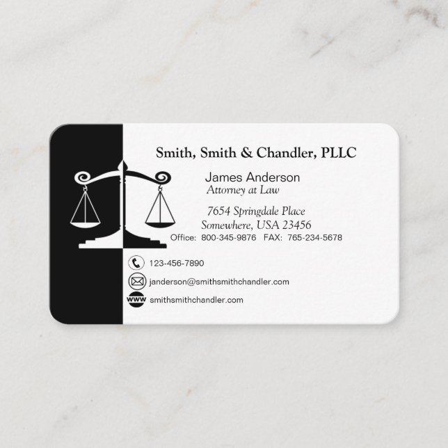 Simply Elegant Law Firm Business Cards (Front)