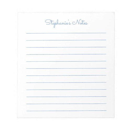 Simply Elegant Light Blue Lined Personalized Notepad