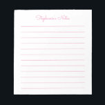 Simply Elegant Light Pink Lined Personalized Notepad<br><div class="desc">Simple Elegant Light Pink Lined Personalized Notepad These customizable notepads are simple for every day use or sending a formal note to someone from your home office or desk. You can also choose a variety of colors from our shop for your home office needs. Personalize these notepads with your name...</div>