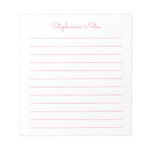 Simply Elegant Light Pink Lined Personalized Notepad