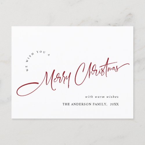 Simply Elegant Merry Christmas Greeting Holiday Postcard