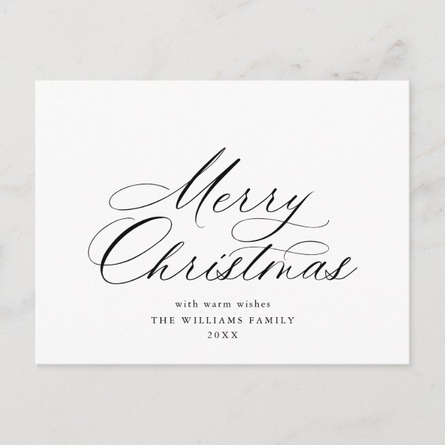 Simply Elegant Merry Christmas Greeting Holiday Postcard (Front)