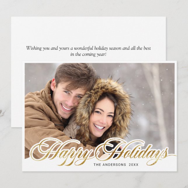 Simply Elegant Merry Christmas PHOTO Greeting Holiday Card (Front/Back)