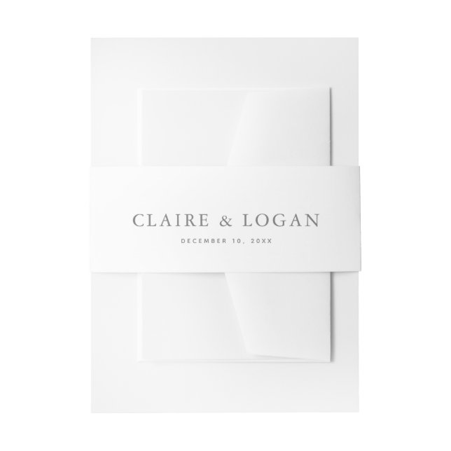 Simply Elegant Minimal White Wedding Belly Band (Front Example)