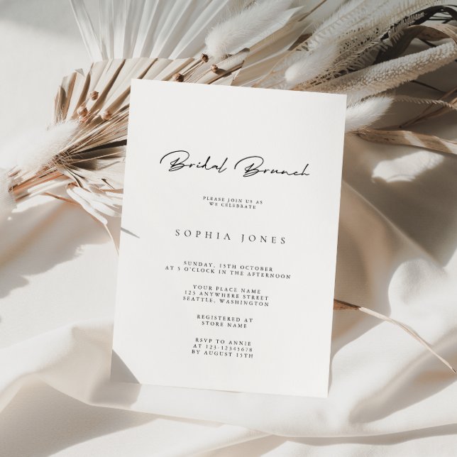 Simply Elegant Minimalist Bridal Brunch Invitation