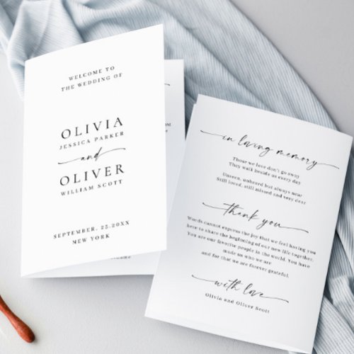 Simply Elegant Minimalist Wedding Ceremony Program