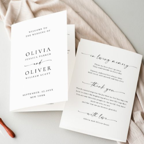 Simply Elegant Minimalist Wedding Ceremony Program