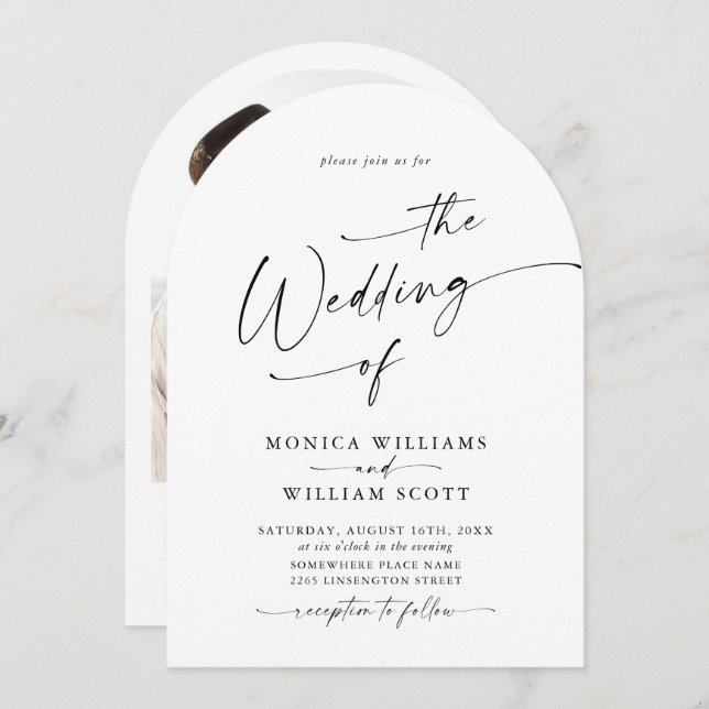 Simply Elegant Minimalist Wedding QR code Photo Invitation (Front/Back)