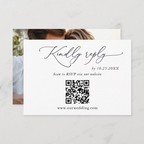 Simply Elegant Minimalist Wedding QR Code PHOTO RSVP Card