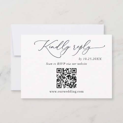 Simply Elegant Minimalist Wedding QR Code Simple RSVP Card