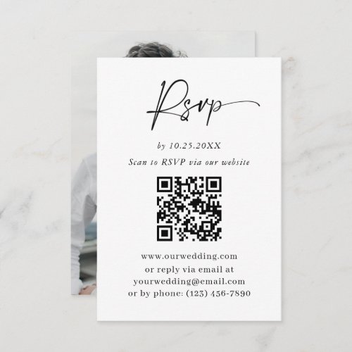 Simply Elegant Minimalist Wedding QR RSVP PHOTO Enclosure Card