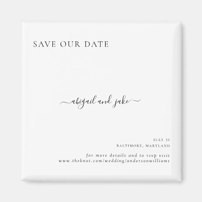 Simply Elegant Minimalist Wedding Save our Date  Magnet (Front)