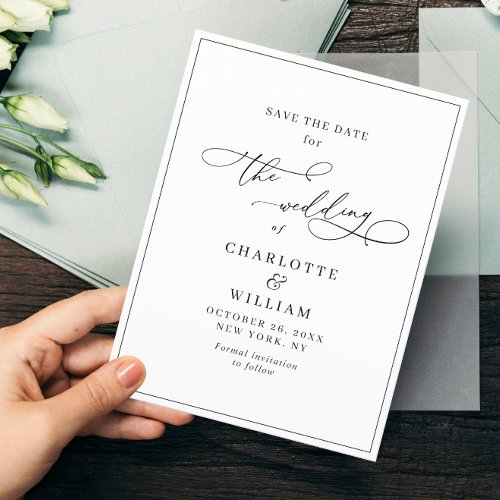 Simply Elegant Minimalist Wedding Save the Date Postcard