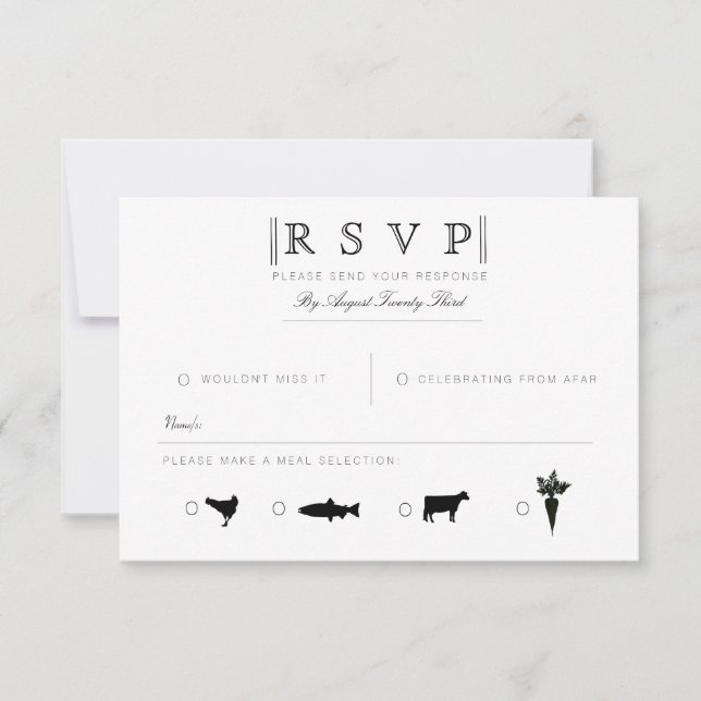 Simply Elegant | Modern Black & White RSVP Card (Front)